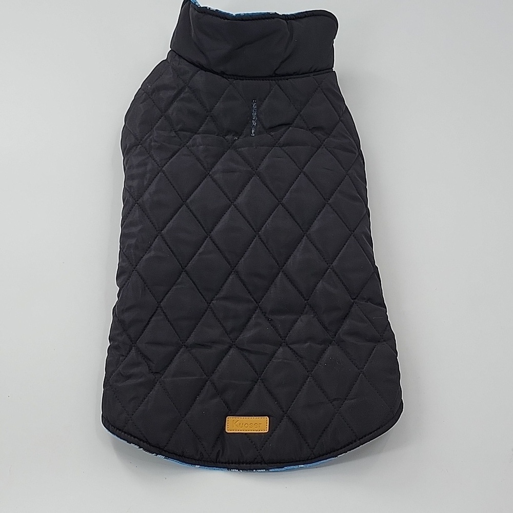 Reversible Black and Blue Plaid Dog Coat NWT - Picture 14 of 16
